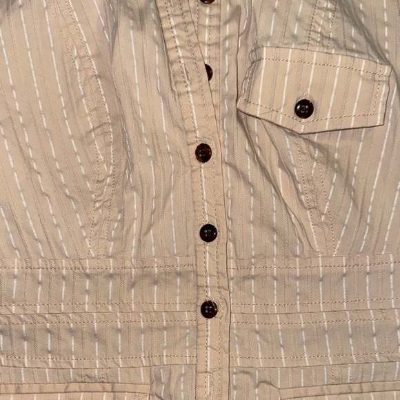 Bebe Beige Striped Button-Up Shirt - Picture 3 of 9